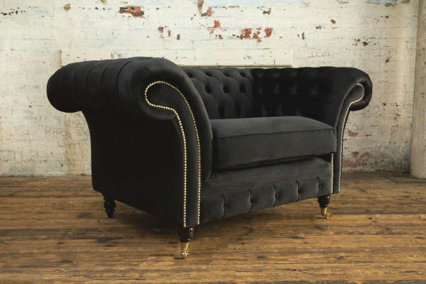 Chesterfield Design Stoff Couch Sessel 1.5 Sitzer Polster Sofas Lounge Neu Club