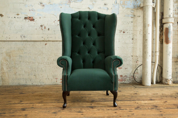 Chesterfield Ohrensessel Sessel 1 Sitzer Polster Couch Sofa Relax Fernseh Stoff