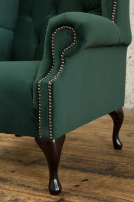 Chesterfield Ohrensessel Sessel 1 Sitzer Polster Couch Sofa Relax Fernseh Stoff