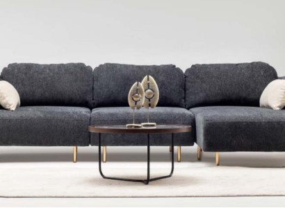 Ecksofa L form Polstersofa Stoffsofa Couch Grau Sofa Liege Stoff