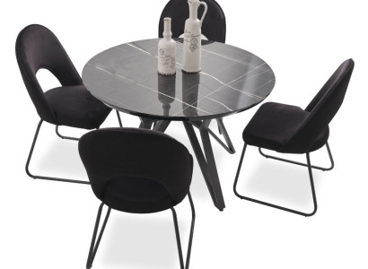 Luxus Esszimmer set Esstisch 4x Stühle Stuhl Textil Essgruppe Garnitur Neu