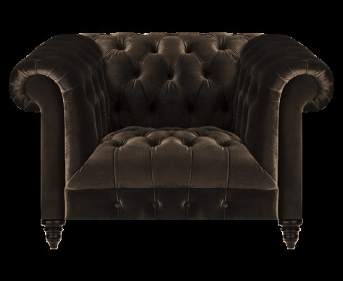 Brauner Chesterfield Polstersessel Moderner Textil Wohnzimmer Einsitzer