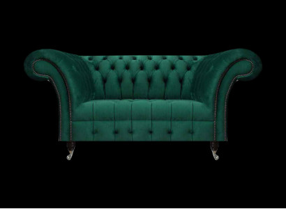 Grüne Chesterfield Polstercouch Designer Zweisitzer Edle Textil Möbel