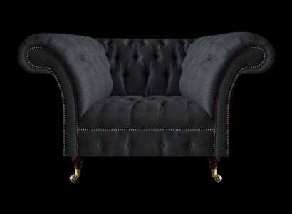 Wohnzimmer Chesterfield Schwarzer Einsitzer Textilsessel Edler Sessel