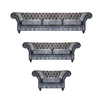 Chesterfield Graue Textilgarnitur Wohnzimmer Sofas Designer Couchen