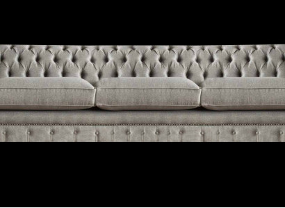 Chesterfield Grauer Dreisitzer Wohnzimmer Polstersofas Designer Couchen