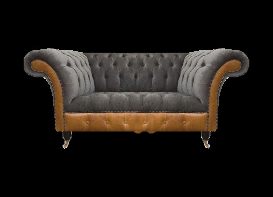 Grauer Exklusiver Chesterfield Zweisitzer Komfortable Textil Edle Sofas