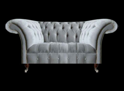Hellgraues Chesterfield Polstersofa Designer Sitzmöbel Edle Moderne Couch