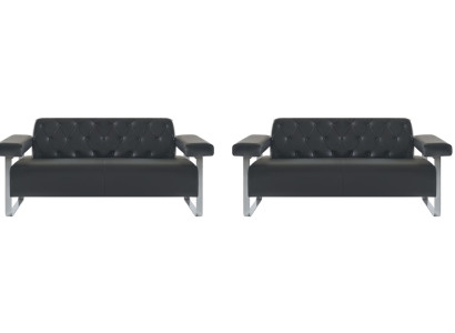 Ledersofas 2tlg Schwarz Einfarbig Chesterfield Modern Design Universelle