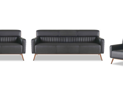 Sofas 3-Sitzer Sessel Arbetiszimmer-Set 4tlg Schwarz Modern Einfarbig