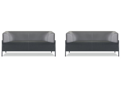 Ledersofa Schwarz Modern Sitzmöbel 4tlg Garmitur Edelstahl Büro Armlehnen