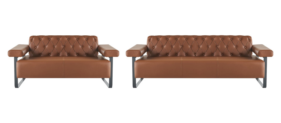 Chesterfield Couch Stil 3-Sitzer 2-Sitzer Sofas Ledersofas Modern Edelstahl