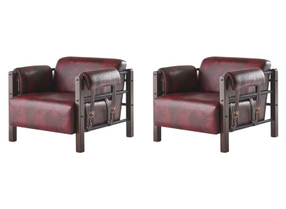 Leder Sessel Bordeaux Ledersessel Modern 1-Sitzer Set Weiche Armlehnen