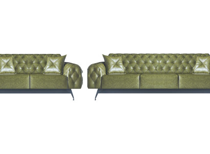 Ledersofas 3-Sitzer 2-Sitzer Chesterfield Grün Einfarbig Klassisch Sofas