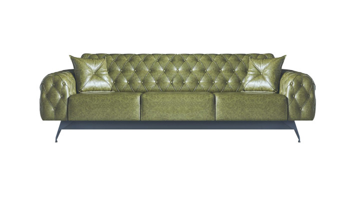 Chesterfield Polster 3-Sitzer 2-Sitzer Sessel Grün Set Klassisch Leder 4tlg.