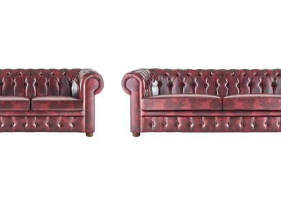 Sitzmöbel Sofa-Set 3-Sitzer 2-Sitzer Bordeaux Couch Chesterfield Knöpfen