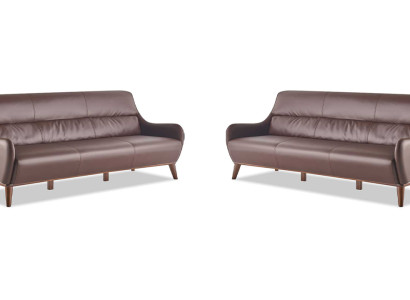 Sofa-Set Leder Holz 3-Sitzer Ledersofas Sofas Braun Klassisch Couch