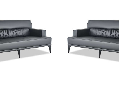 Sofas Leder Sofa-Set Schwarz 3-Sitzer Dreisitzig Ledersofas Couch Modern
