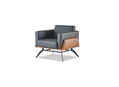 Lehnsessel Sessel 1-Sitzer Sitzmöbel Modern Leder Edelstahl Holz Zweisitzig