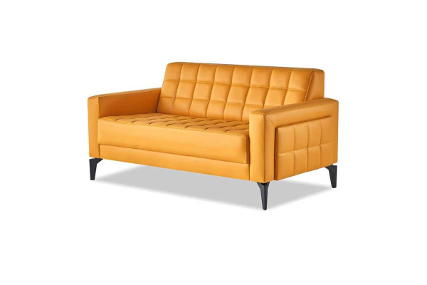 Couch Gelb 2-Sitzer Sofa Chesterfield Ledersofa Sitzmöbel Zweisitzig