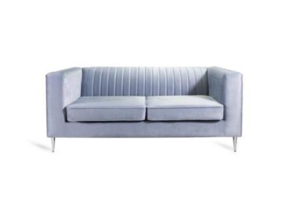 Sofa 2 Sitzer Grau Elegantes Modern Luxus Design Holz Möbel Polster Stoff Neu