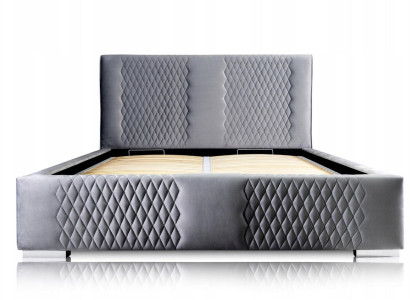 Bett Grau Doppelbett Modern Elegantes Bett Polster Stoff Schlafzimmer Modern Neu