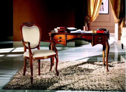  Holz Möbel Luxus Büro 2tlg Set Schreibtisch Sessel Italienische Luxus