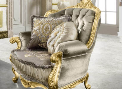 Sessel Relax Stoff Lounge Club Polster Design Couch Sofa Sitzer Luxus Gold Neu