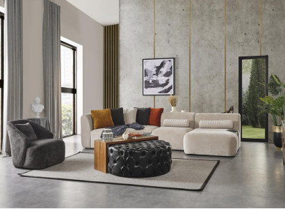 Set Ecksofa L Form Sitz1 Sofagarnitur Couchtisch Hocker Wohnzimmer