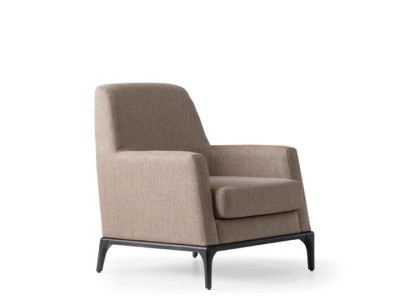 Wohnzimmer Sessel Design Couch Luxus Polster Modern Braun Holz Textil