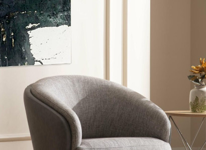 Sessel Einsitzer Luxus 1 Sitz Polster Sitz Design Grau Sitz Stoff Neu
