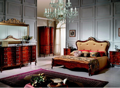 Set 3tlg. Schlafzimmer Garnitur Bett 2x Nachttisch Italienische Barock Möbel Neu