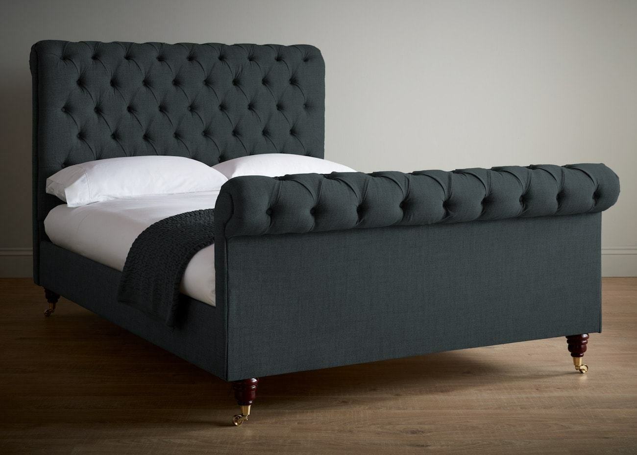 Chesterfield Design Polster Englisches Doppelbett Schwarz 140/160/180x200 Betten