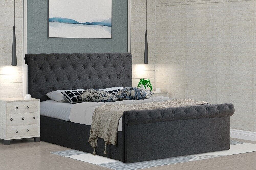 Chesterfield Klassisches Design Bett Polster Betten Textil 140x200cm